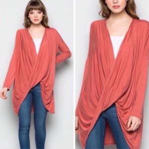 Tops - Rose Long Sleeve Draped Top Tops - Rose Long Sleeve Draped Top